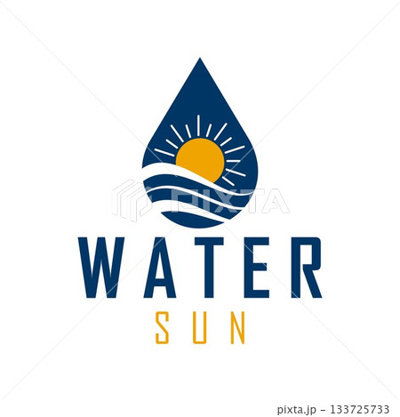 Water Drop and Sun Logo. A symbol of renewable energy, water, and nature 133725733