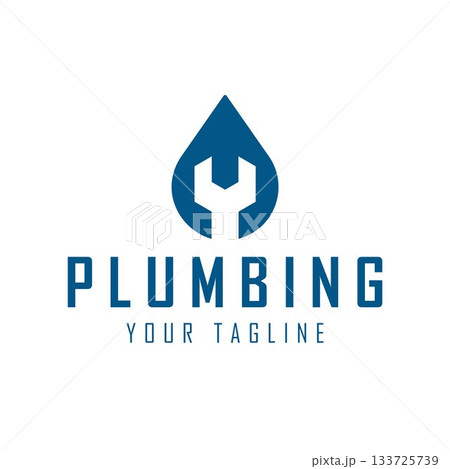 Wrench Inside A Water Drop Logo. Symbol Of Plumbing, Water Service, And Handyman Wrench Inside A Water Drop Logo. Symbol Of Plumbing, Water Service, And Handyman 133725739
