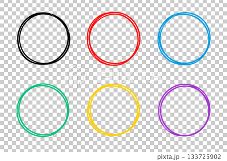 手繪風格重疊圓形圖示集，共6種顏色 133725902