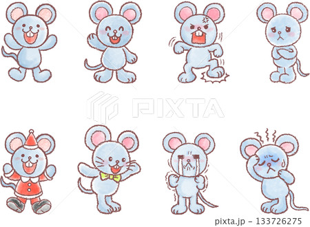 可愛いネズミのイラスト_ネズミ_色々な表情セット 133726275