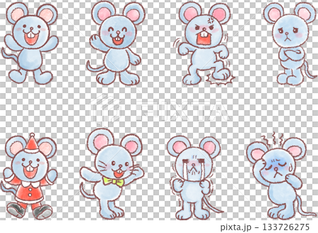 可愛いネズミのイラスト_ネズミ_色々な表情セット 133726275
