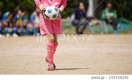 少年サッカーの試合(ゴールを守るゴールキーパー) 少年サッカーの試合(ゴールを守るゴールキーパー) 133726292