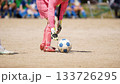 少年サッカーの試合（ゴールを守るゴールキーパー） 133726295