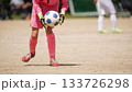 少年サッカーの試合（ゴールを守るゴールキーパー） 133726298