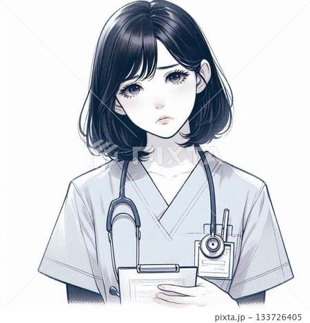介護士の困った顔 介護士の困った顔 133726405