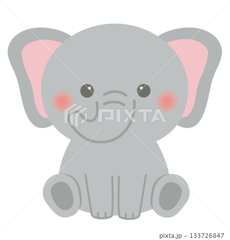 動物_象（ゾウ）座る 133726847