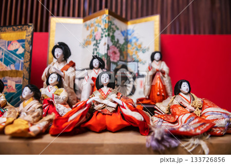 Japanese dolls in Tenryo Hina Goten museum, Mamedamachi street, Hita 133726856