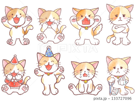 可愛い猫のイラスト_猫_色々な表情セット 133727096