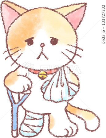 可愛い猫のイラスト_猫_怪我をした猫のイラスト 可愛い猫のイラスト_猫_怪我をした猫のイラスト 133727232