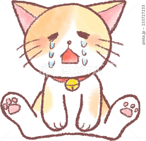 可愛い猫のイラスト_猫_泣くネコのイラスト 133727233
