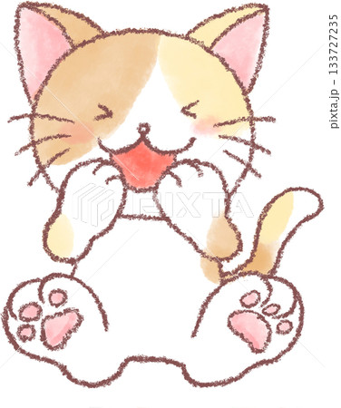 可愛い猫のイラスト_猫_笑うネコのイラスト 133727235