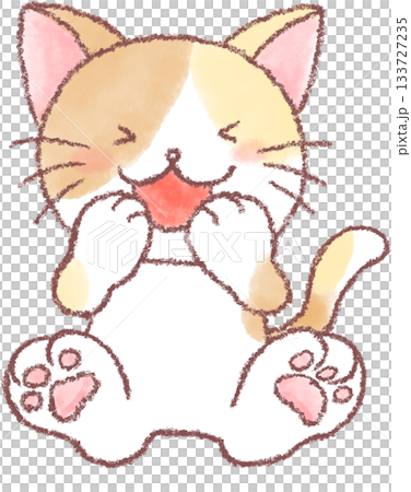 可愛い猫のイラスト_猫_笑うネコのイラスト 133727235
