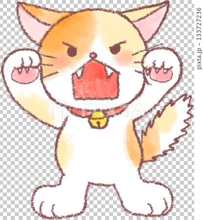 可愛的貓咪插畫_貓咪_生氣的貓咪插畫 133727236