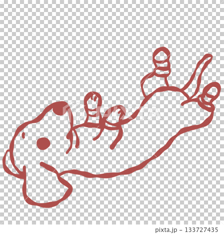 Cute Upside Down Dachshund Relaxing in Cozy Winter Cheer Adorable Christmas Dog Line Art Illustration for Holiday Clipart Crafting and Festive Designs 133727435