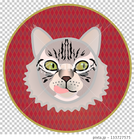 Siberian cat face illustration with circular background Siberian cat face illustration with circular background 133727575