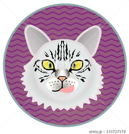 円形背景のついたサイベリアン猫の顔イラスト 133727578