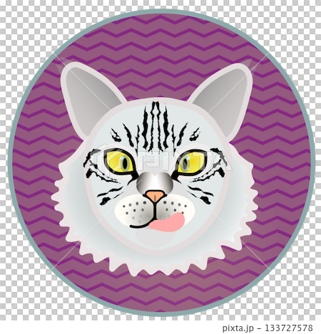 Siberian cat face illustration with circular background 133727578