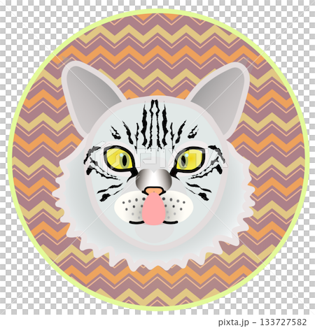 円形背景のついたサイベリアン猫の顔イラスト 133727582