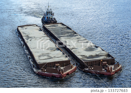 Barges loaded with sand Barges loaded with sand 133727683