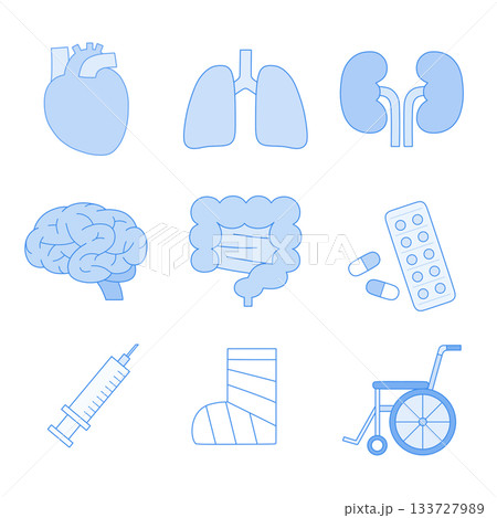 医療・内臓アイコンセット(青モノクロ版) 医療・内臓アイコンセット(青モノクロ版) 133727989