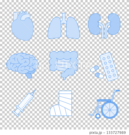 医療・内臓アイコンセット(青モノクロ版) 医療・内臓アイコンセット(青モノクロ版) 133727989