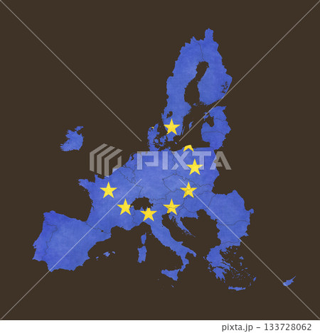 Isolated map with flag - European Union 133728062