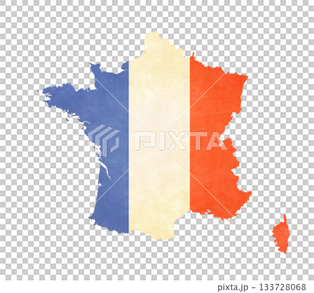 Isolated map with flag - France Isolated map with flag - France 133728068