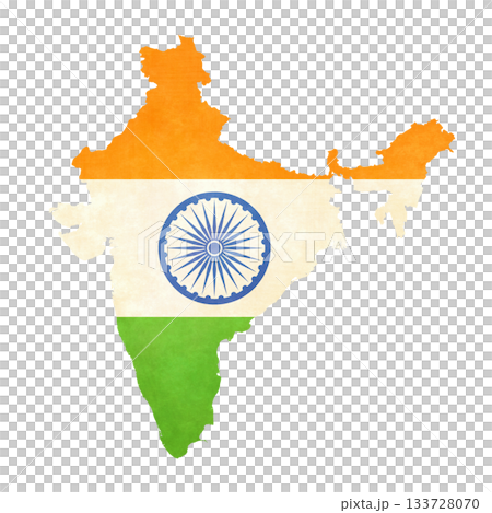 Isolated map with flag - India Isolated map with flag - India 133728070