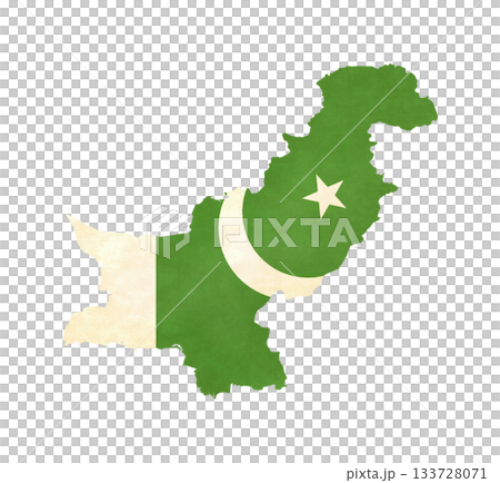 Isolated map with flag - Pakistan Isolated map with flag - Pakistan 133728071