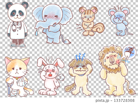 色々な動物のイラスト_病気や怪我 色々な動物のイラスト_病気や怪我 133728308