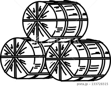 米俵_白黒線画 米俵_白黒線画 133728315