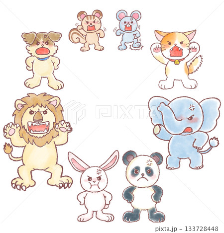 怒っている動物達のイラスト 怒っている動物達のイラスト 133728448