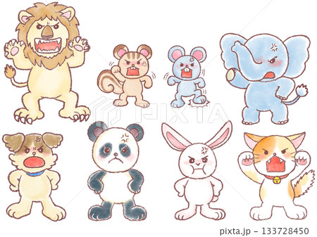 怒っている動物達のイラスト 怒っている動物達のイラスト 133728450