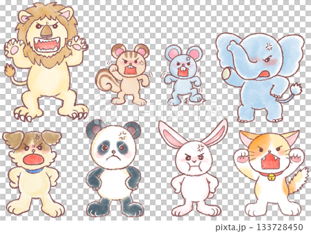 怒っている動物達のイラスト 怒っている動物達のイラスト 133728450