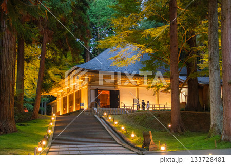 岩手県平泉町 中尊寺金色堂 秋のライトアップ 133728481