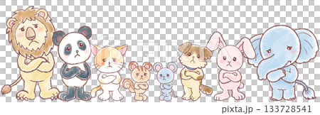 Set of various animals with troubled expressions_troubled expressions_worried_thinking 133728541