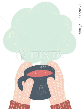 冬のカフェ コーヒー(ラテ)を持つ手 冬のカフェ コーヒー(ラテ)を持つ手 133728575