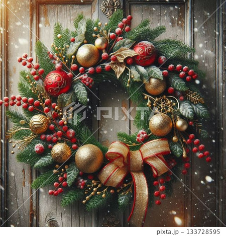 クリスマスリースのかわいいクリスマス 133728595