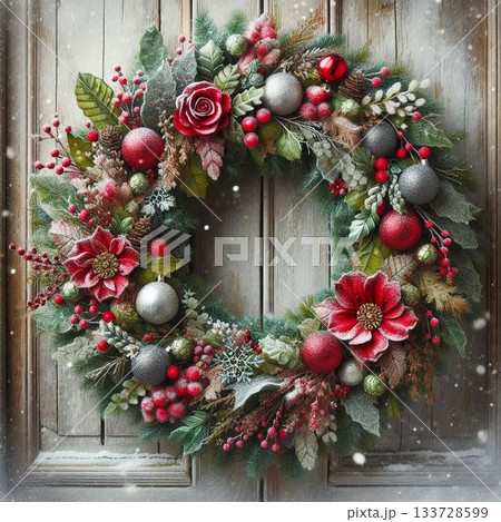 クリスマスリースのかわいいクリスマス 133728599
