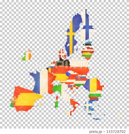 Isolated map with flags - European Union 133728702