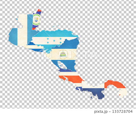 Isolated map with flags - Central America Isolated map with flags - Central America 133728704