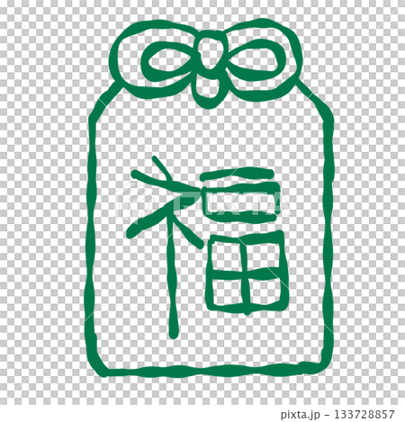 Lucky charm tag with bow and festive fortune symbol bringing blessings happiness and new year luck in a cute hand drawn style for celebration themes 133728857