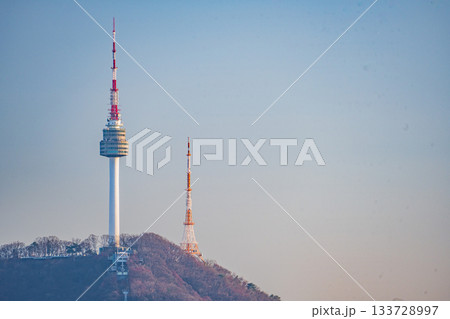 Seoul, South Korea - 28 Nov 2025 : View of downtown cityscape and Seoul tower in Seoul, South Korea Seoul, South Korea - 28 Nov 2025 : View of downtown cityscape and Seoul tower in Seoul, South Korea 133728997