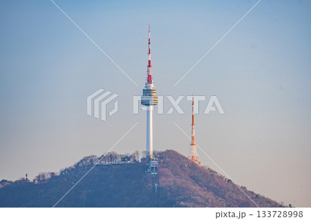 Seoul, South Korea - 28 Nov 2025 : View of downtown cityscape and Seoul tower in Seoul, South Korea Seoul, South Korea - 28 Nov 2025 : View of downtown cityscape and Seoul tower in Seoul, South Korea 133728998