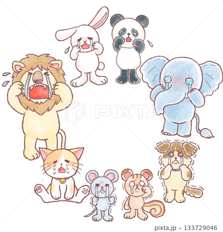 泣いている動物達のイラスト_泣くかわいい動物達 泣いている動物達のイラスト_泣くかわいい動物達 133729046
