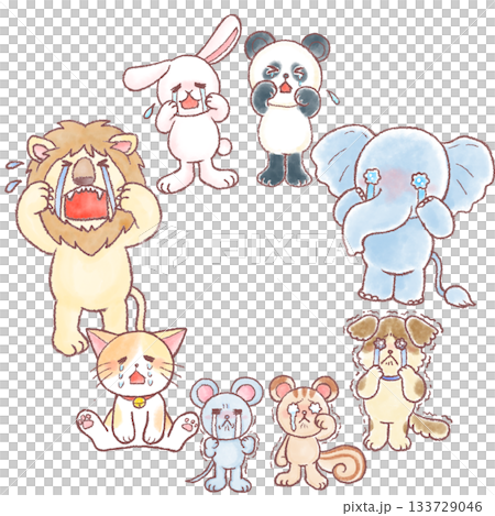 動物哭泣的插圖_可愛的哭泣動物 133729046