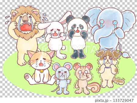 泣いている動物達のイラスト_泣くかわいい動物達 泣いている動物達のイラスト_泣くかわいい動物達 133729047