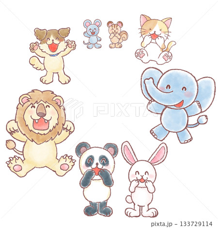 笑う動物達のイラスト_笑うかわいい動物達 笑う動物達のイラスト_笑うかわいい動物達 133729114