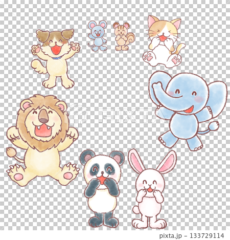 笑う動物達のイラスト_笑うかわいい動物達 笑う動物達のイラスト_笑うかわいい動物達 133729114