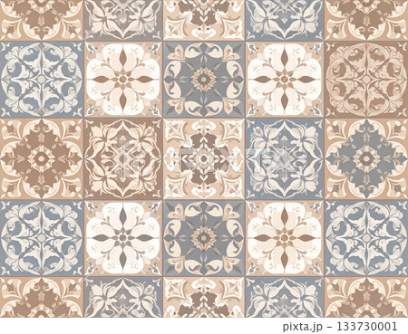 Luxury pattern. Ceramic tiles with geometric patterns in natural color. Texture of building materials. Design mockup and background. Luxury pattern. Ceramic tiles with geometric patterns in natural color. Texture of building materials. Design mockup and background. 133730001